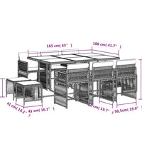 11-tlg. Garten-Essgruppe mit Kissen Beigemischung Poly Rattan