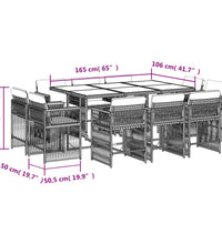11-tlg. Garten-Essgruppe mit Kissen Schwarz Poly Rattan
