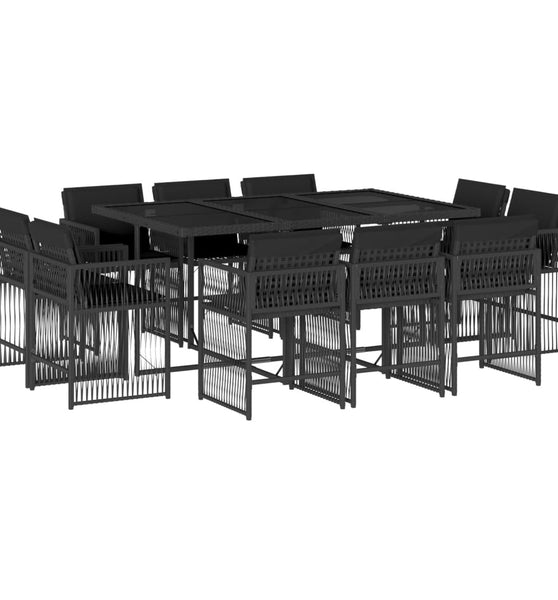 11-tlg. Garten-Essgruppe mit Kissen Schwarz Poly Rattan