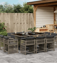 11-tlg. Garten-Essgruppe mit Kissen Grau Poly Rattan