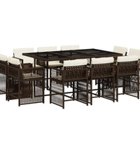 11-tlg. Garten-Essgruppe mit Kissen Braun Poly Rattan