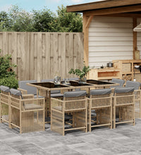 11-tlg. Garten-Essgruppe mit Kissen Beigemischung Poly Rattan