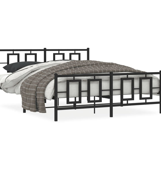 Metallbett ohne Matratze mit Fußteil Schwarz 160x200 cm