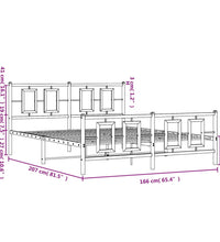 Metallbett ohne Matratze mit Fußteil Schwarz 160x200 cm