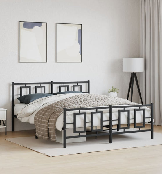 Metallbett ohne Matratze mit Fußteil Schwarz 160x200 cm