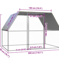 Hühnerkäfig Silbern und Grau 3x2x2 m Verzinkter Stahl