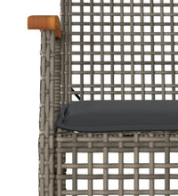 Gartenstühle mit Kissen 2 Stk. Grau Poly Rattan Akazienholz