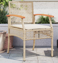 Gartenstühle mit Kissen 2 Stk. Beige Poly Rattan Akazienholz