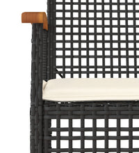 Gartenstühle mit Kissen 4 Stk. Schwarz Poly Rattan Akazienholz