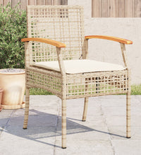 Gartenstühle mit Kissen 4 Stk. Beige Poly Rattan Akazienholz