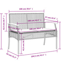 Gartenbank mit Kissen Grau Poly Rattan Akazienholz