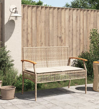 Gartenbank mit Kissen Beige Poly Rattan Akazienholz