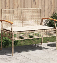 Gartenbank mit Kissen Beige Poly Rattan Akazienholz