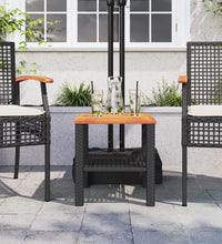 Gartentisch Schwarz 40x40x42 cm Poly Rattan Akazienholz