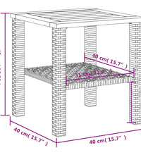 Gartentisch Schwarz 40x40x42 cm Poly Rattan Akazienholz