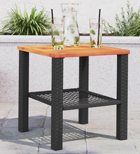 Gartentisch Schwarz 40x40x42 cm Poly Rattan Akazienholz