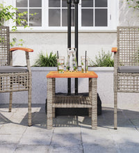 Gartentisch Grau 40x40x42 cm Poly Rattan Akazienholz