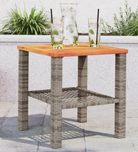 Gartentisch Grau 40x40x42 cm Poly Rattan Akazienholz