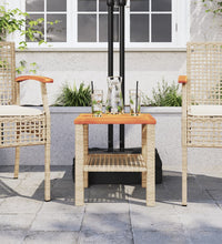 Gartentisch Beige 40x40x42 cm Poly Rattan Akazienholz