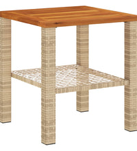 Gartentisch Beige 40x40x42 cm Poly Rattan Akazienholz