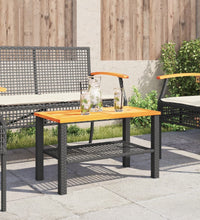 Gartentisch Schwarz 70x38x42 cm Poly Rattan Akazienholz