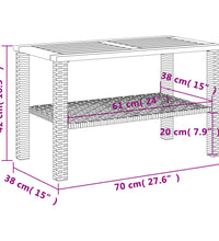 Gartentisch Schwarz 70x38x42 cm Poly Rattan Akazienholz