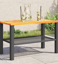 Gartentisch Schwarz 70x38x42 cm Poly Rattan Akazienholz