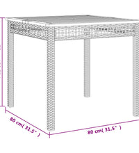 Gartentisch Schwarz 80x80x75 cm Poly Rattan Akazienholz