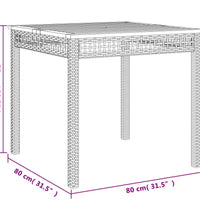 Gartentisch Grau 80x80x75 cm Poly Rattan Akazienholz