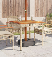 Gartentisch Beige 80x80x75 cm Poly Rattan Akazienholz