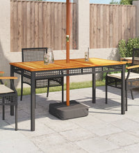 Gartentisch Schwarz 140x80x75 cm Poly Rattan Akazienholz