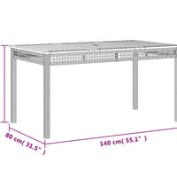 Gartentisch Schwarz 140x80x75 cm Poly Rattan Akazienholz