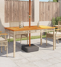 Gartentisch Beige 140x80x75 cm Poly Rattan Akazienholz