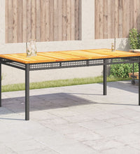 Gartentisch Schwarz 180x90x75 cm Poly Rattan Akazienholz