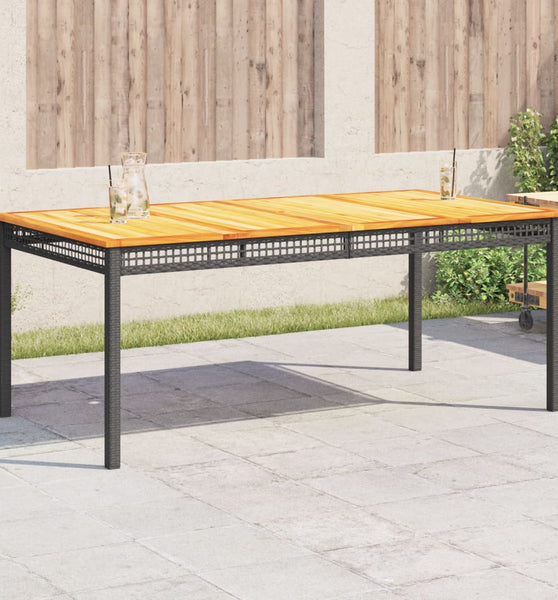 Gartentisch Schwarz 180x90x75 cm Poly Rattan Akazienholz