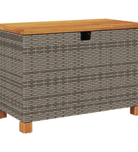 Gartentruhe Grau 80x40x48 cm Poly Rattan Akazienholz