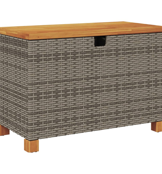 Gartentruhe Grau 80x40x48 cm Poly Rattan Akazienholz