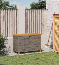 Gartentruhe Grau 80x40x48 cm Poly Rattan Akazienholz