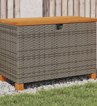 Gartentruhe Grau 80x40x48 cm Poly Rattan Akazienholz