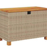 Gartentruhe Beige 80x40x48 cm Poly Rattan Akazienholz