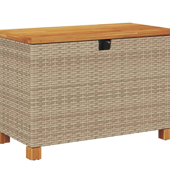 Gartentruhe Beige 80x40x48 cm Poly Rattan Akazienholz