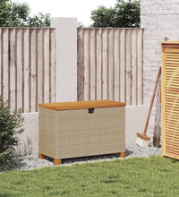 Gartentruhe Beige 80x40x48 cm Poly Rattan Akazienholz