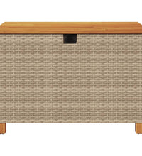 Gartentruhe Beige 80x40x48 cm Poly Rattan Akazienholz