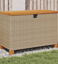 Gartentruhe Beige 80x40x48 cm Poly Rattan Akazienholz