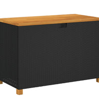 Gartentruhe Schwarz 110x55x63 cm Poly Rattan Akazienholz