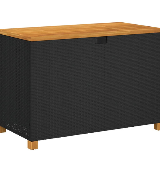 Gartentruhe Schwarz 110x55x63 cm Poly Rattan Akazienholz