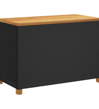 Gartentruhe Schwarz 110x55x63 cm Poly Rattan Akazienholz