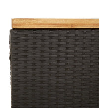 Gartentruhe Schwarz 110x55x63 cm Poly Rattan Akazienholz