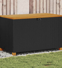 Gartentruhe Schwarz 110x55x63 cm Poly Rattan Akazienholz