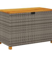 Gartentruhe Grau 110x55x63 cm Poly Rattan Akazienholz